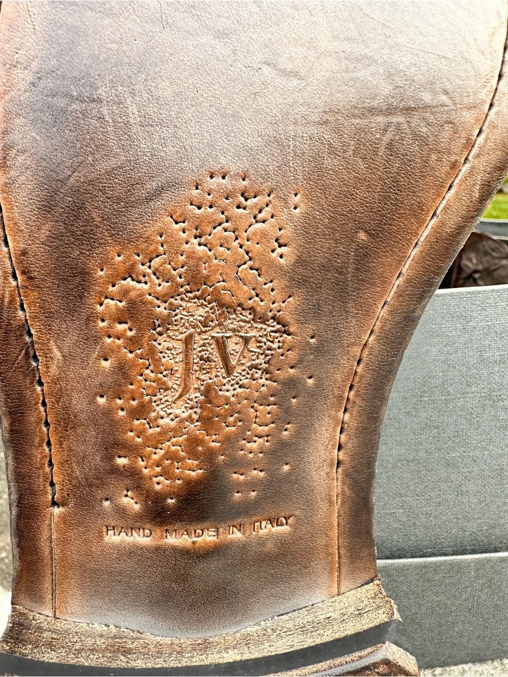 John Varvatos Brown Leather Brogue Lace-Up Boot